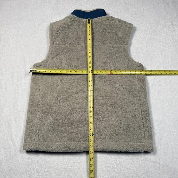 The North Face Vest Mens Large Beige Sherpa Fleece Full Zip Outdoor Pockets - Picture 7 of 9